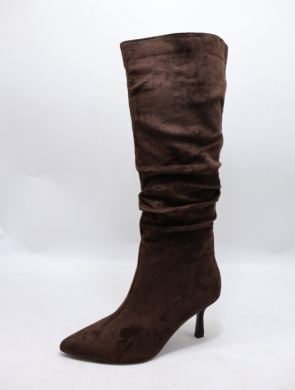 Kozaki damskie ocieplane na szpilce (36-41) H8-992 BROWN