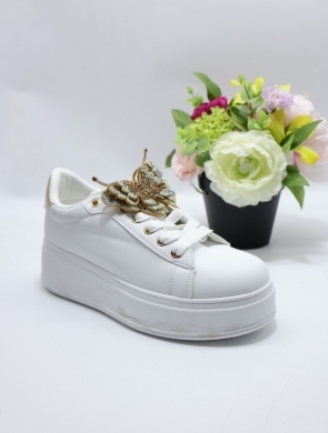Buty sportowe damskie na płaskim (36-41) 191 WH/GOLD