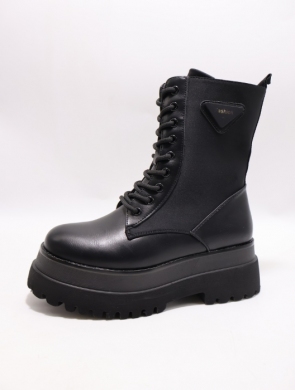 Botki damskie ocieplane na płaskim (36-41) 6143-1 BLACK