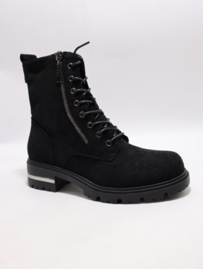 Botki damskie ocieplane na płaskim (36-41) X2305 BLACK