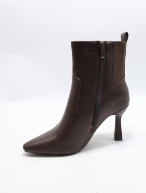 Botki damskie ocieplane na szpilce (36-41) 9182 BROWN