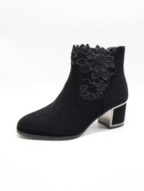 Botki damskie ocieplane na obcasie (36-41) D9228 BLACK