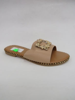 Klapki damskie na płaskim (36-41) W101-2 BEIGE