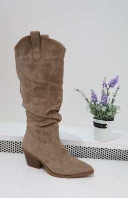 Kozaki damskie na obcasie (36-41) 2589A KHAKI