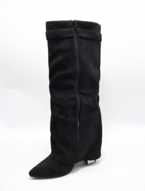 Kozaki damskie ocieplane na obcasie (36-41) 6571 BLACK
