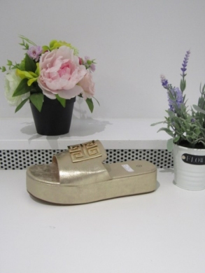 Klapki dmskie na koturnie (36-41) F384 GOLD