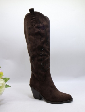 Kozaki damskie na obcasie (36-41) 2537A BROWN