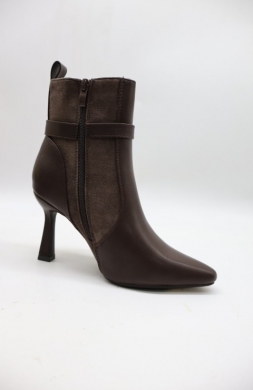 Botki damskie ocieplane na szpilce (36-41) 9184 BROWN