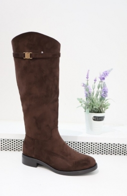 Kozaki damskie na płaskim (36-41) 69003 BROWN