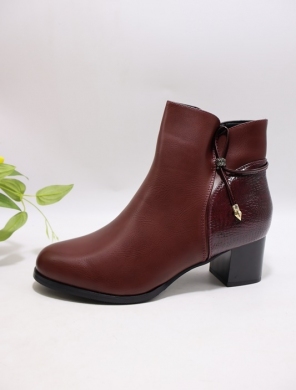 Botki damskie ocieplane na obcasie (36-41) LT682-2 WINE