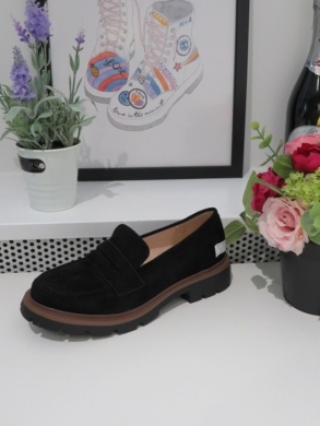 Mokasyny damskie na płaskim (36-41) 77-433 BLACK