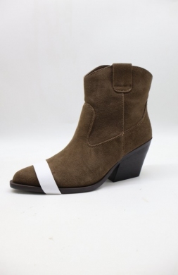 Botki damskie na obcasie (36-41) 5078 KHAKI-SKORA