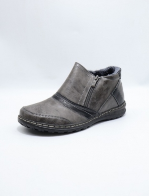 Botki damskie ocieplane na płaskim (37-42) 9662B-5 GREY/BLACK