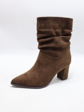 Botki damskie ocieplane na obcasie (36-41) 3948 BROWN
