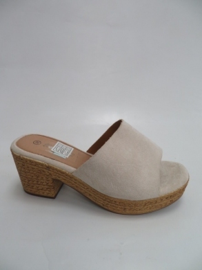 Klapki damskie na obcasie (36-41) 8602 BEIGE