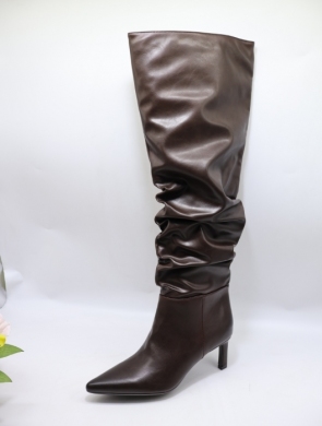 Kozaki damskie ocieplane na szpilce (36-41) 9252 BROWN