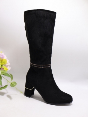Kozaki damskie ocieplane na obcasie (36-41) XOM23862 BLACK