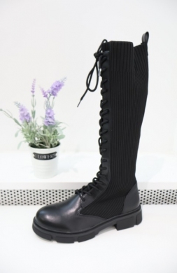 Kozaki damskie na płaskim (36-41) 9060 BLACK