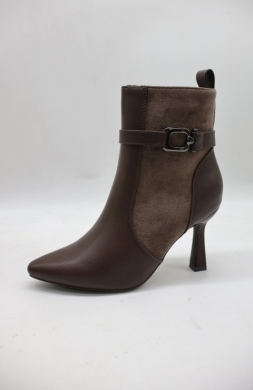 Botki damskie ocieplane na szpilce (36-41) 9184 BROWN