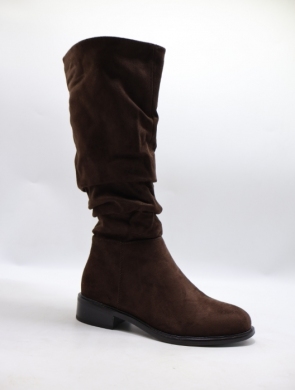 Kozaki damskie ocieplane na płaskim (36-41) WZ116 BROWN