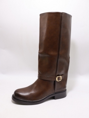 Kozaki damskie ocieplane na płaskim (36-41) 5858A BROWN