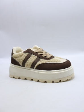 Buty sportowe damskie na płaskim (36-41) 24886 BROWN