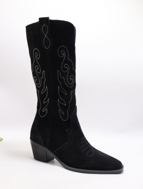 Kozaki damskie na obcasie (36-41) 6183 BL/SKURA