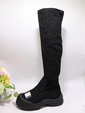 Kozaki damskie na płaskim (36-41) XLL23155 BLACK