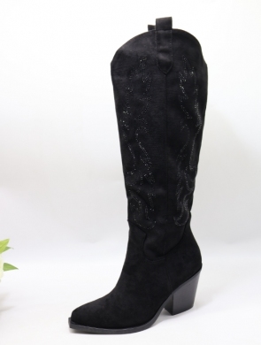 Kozaki damskie na obcasie (36-41) 2537A BLACK