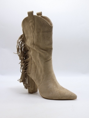 Kozaki damskie na obcasie (36-41) 2531A KHAKI