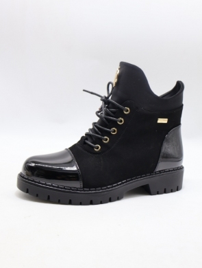 Botki damskie ocieplane na płaskim (36-41) SG785 BLACK