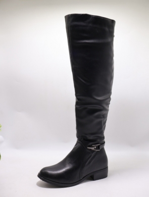 Kozaki damskie ocieplane na płaskim (36-41) 98009 BLACK