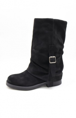 Kozaki damskie ocieplane na płaskim (36-41) 8803 BLACK