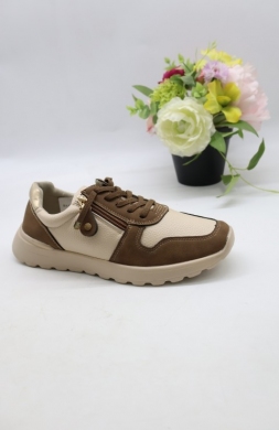 Buty sportowe damskie na płaskim (36-41) BA612 BEIGE/KHAKI