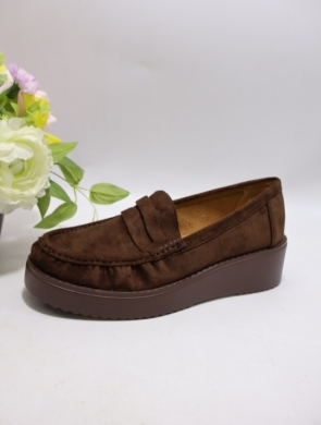 Mokasyny damskie na płaskim (36-41) 77-654 BROWN