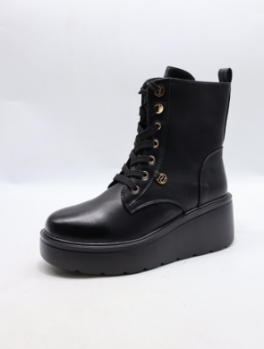 Botki damskie ocieplane na koturnie (36-41) 2884-1 BLACK