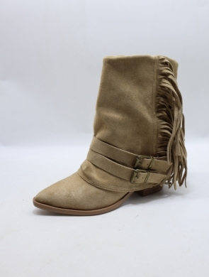 Botki damskie ocieplane na obcasie (36-41) 9632 KHAKI