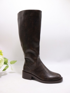 Kozaki damskie ocieplane na obcasie (36-41) F6856 BROWN