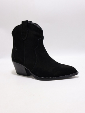Botki damskie ocieplane na obcasie (36-41) 6338 BLACK-SKO