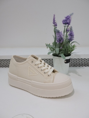 Buty sportowe damskie na płaskim (36-41) 8978 BEIGE