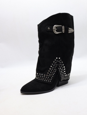 Kozaki damskie ocieplane na obcasie (36-41) 588-31 BLACK