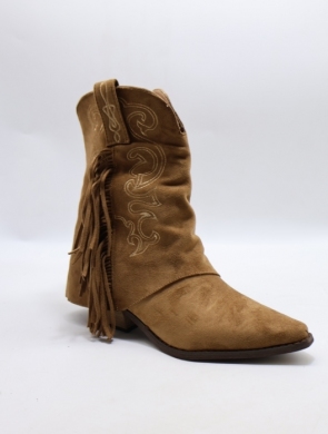 Kozaki damskie ocieplane na obcasie (36-41) H8-1062 CAMEL