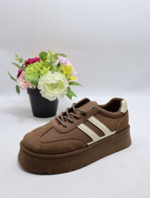 Buty sportowe damskie na płaskim (36-41) 6394 BROWN