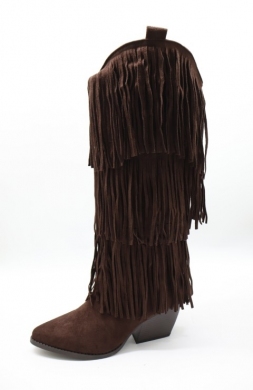 Kozaki damskie ocieplane na obcasie (36-41) 8690 BROWN