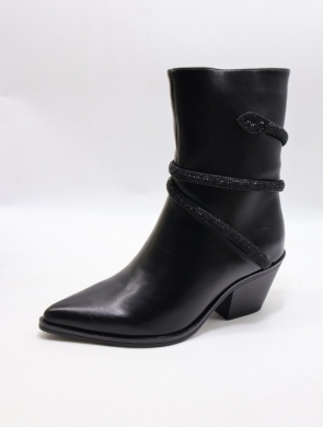 Botki damskie ocieplane na obcasie (36-41) 2023N60 BLACK