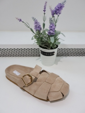 Klapki damskie na płaskim (36-41) 9771 KHAKI