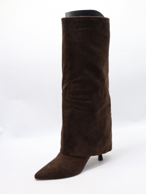 Kozaki damskie ocieplane na szpilce (36-41) H8-998 BROWN