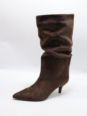 Kozaki damskie na szpilce (36-41) 2513A BROWN