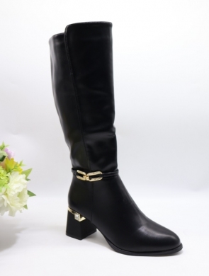 Kozaki damskie ocieplane na obcasie (36-41) K6521 BLACK