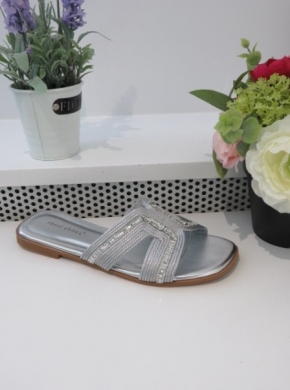 Klapki damskie na płaskim (36-41) 7980 SILVER